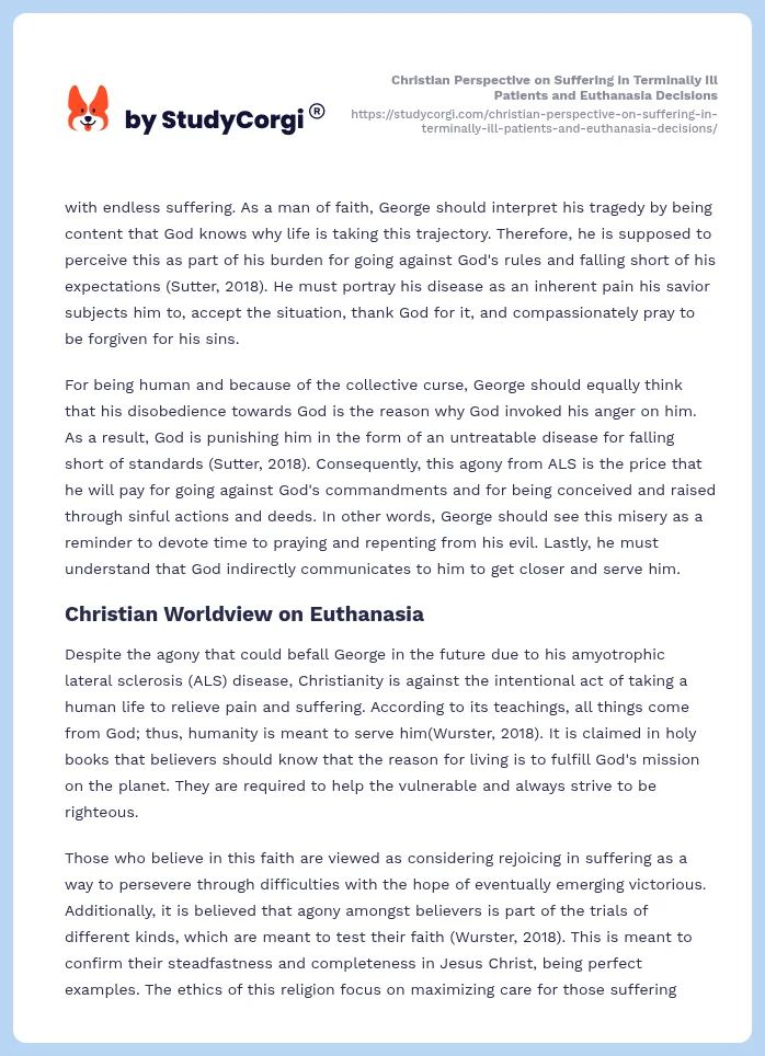 Christian Perspective on Suffering in Terminally Ill Patients and Euthanasia Decisions. Page 2