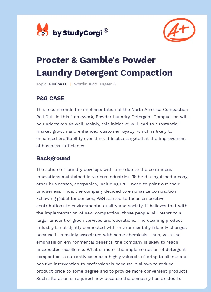 Procter & Gamble's Powder Laundry Detergent Compaction. Page 1