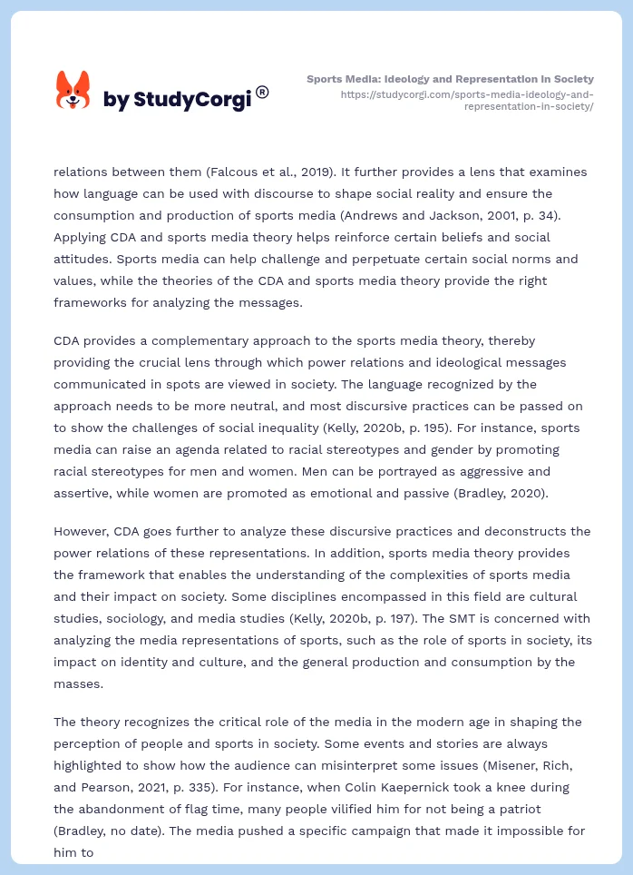 Sports Media: Ideology and Representation in Society. Page 2