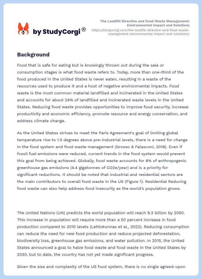 The Landfill Directive and Food Waste Management: Environmental Impact and Solutions. Page 2