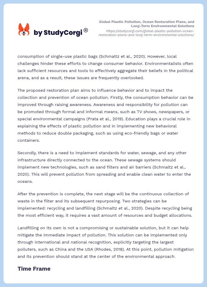 Global Plastic Pollution, Ocean Restoration Plans, and Long-Term Environmental Solutions. Page 2