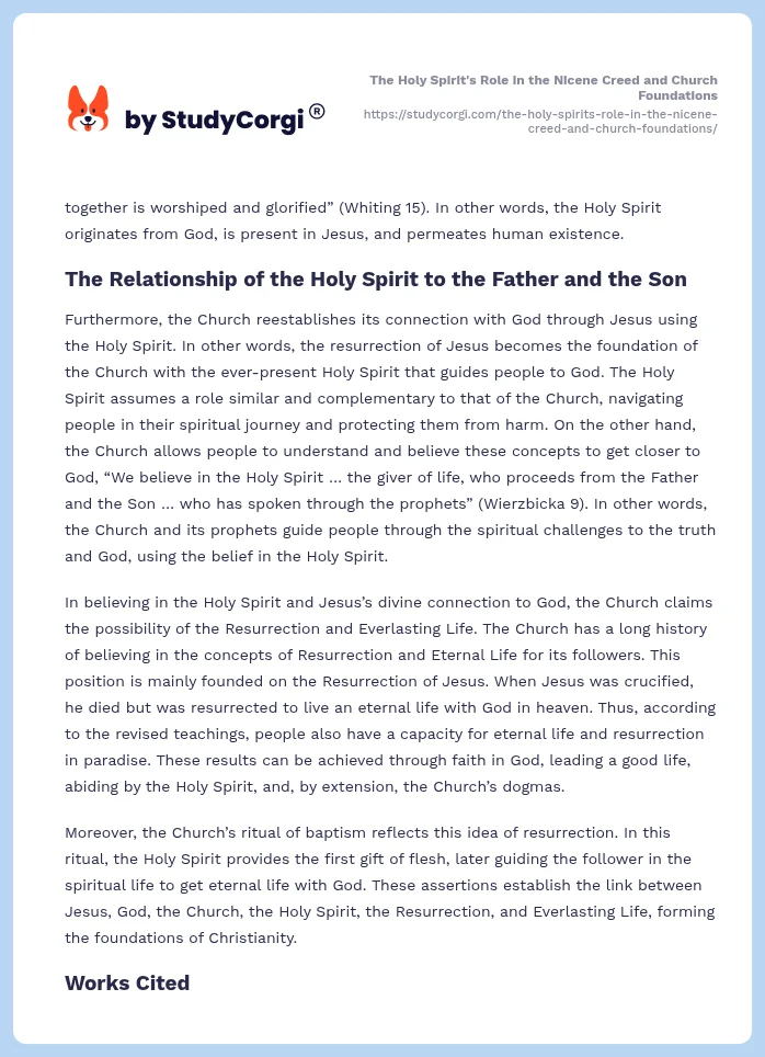 The Holy Spirit's Role in the Nicene Creed and Church Foundations. Page 2