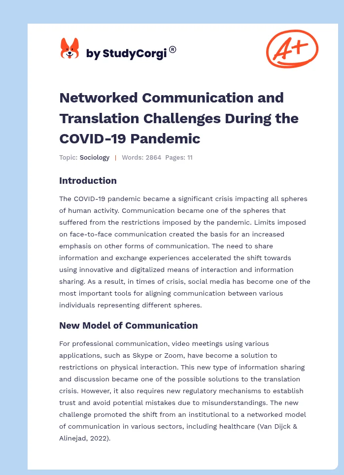 Networked Communication and Translation Challenges During the COVID-19 Pandemic. Page 1