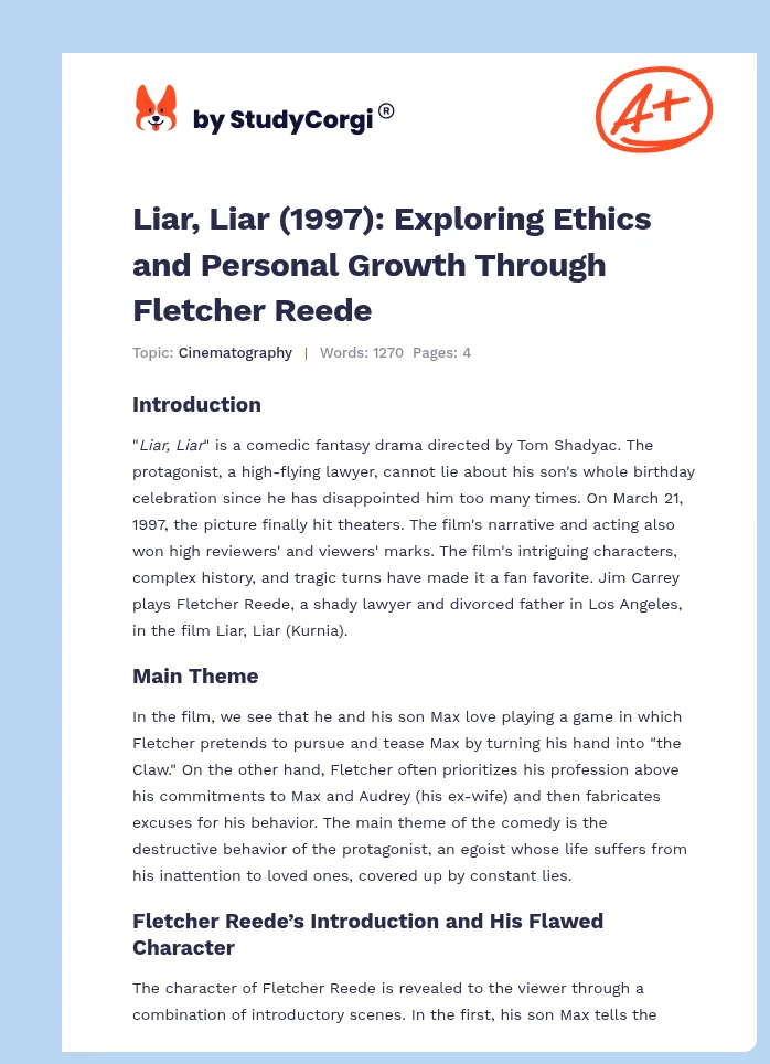 Liar, Liar (1997): Exploring Ethics and Personal Growth Through Fletcher Reede. Page 1