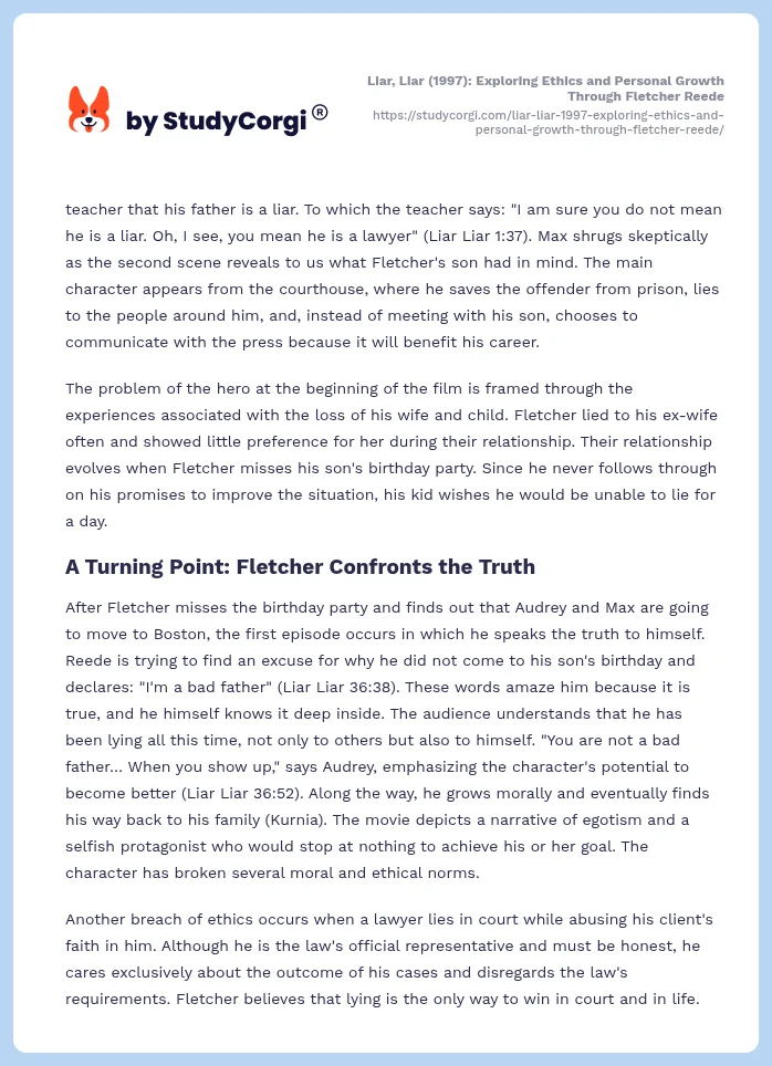 Liar, Liar (1997): Exploring Ethics and Personal Growth Through Fletcher Reede. Page 2