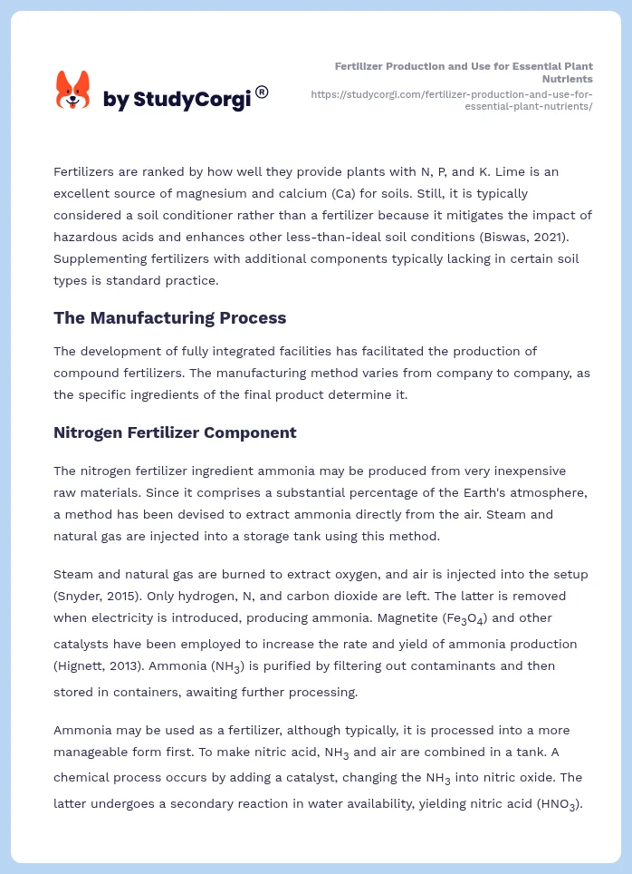 Fertilizer Production and Use for Essential Plant Nutrients. Page 2