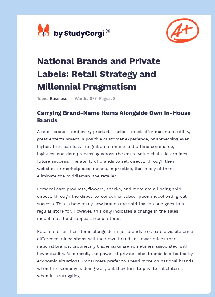 National Brands and Private Labels: Retail Strategy and Millennial Pragmatism. Page 1