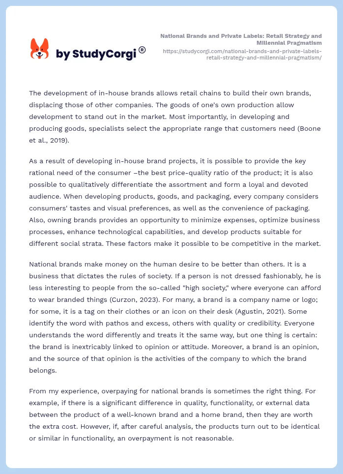 National Brands and Private Labels: Retail Strategy and Millennial Pragmatism. Page 2