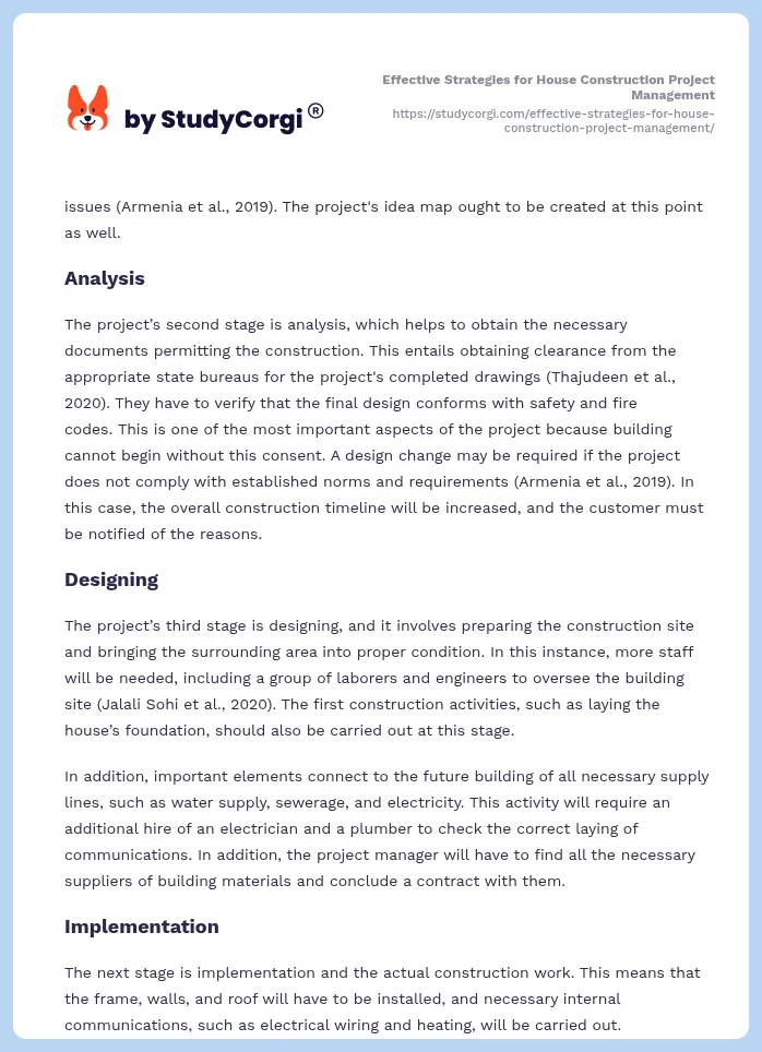 Effective Strategies for House Construction Project Management. Page 2