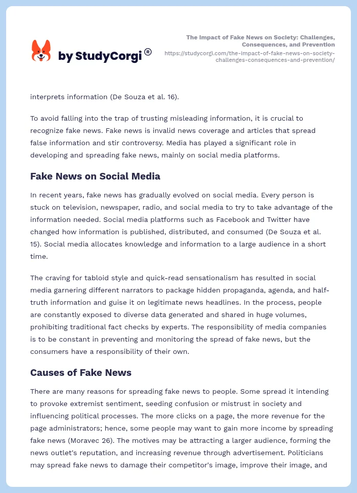 The Impact of Fake News on Society: Challenges, Consequences, and Prevention. Page 2
