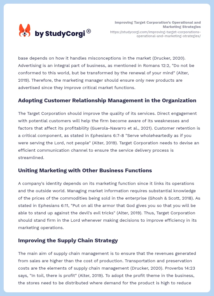 Improving Target Corporation’s Operational and Marketing Strategies. Page 2