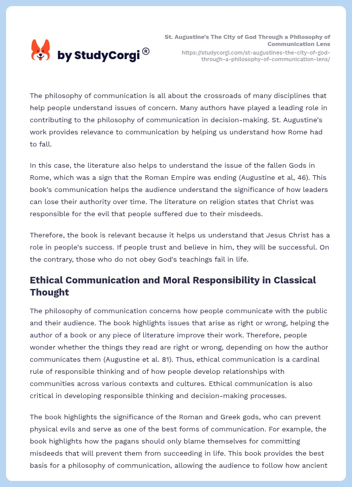 St. Augustine’s The City of God Through a Philosophy of Communication Lens. Page 2