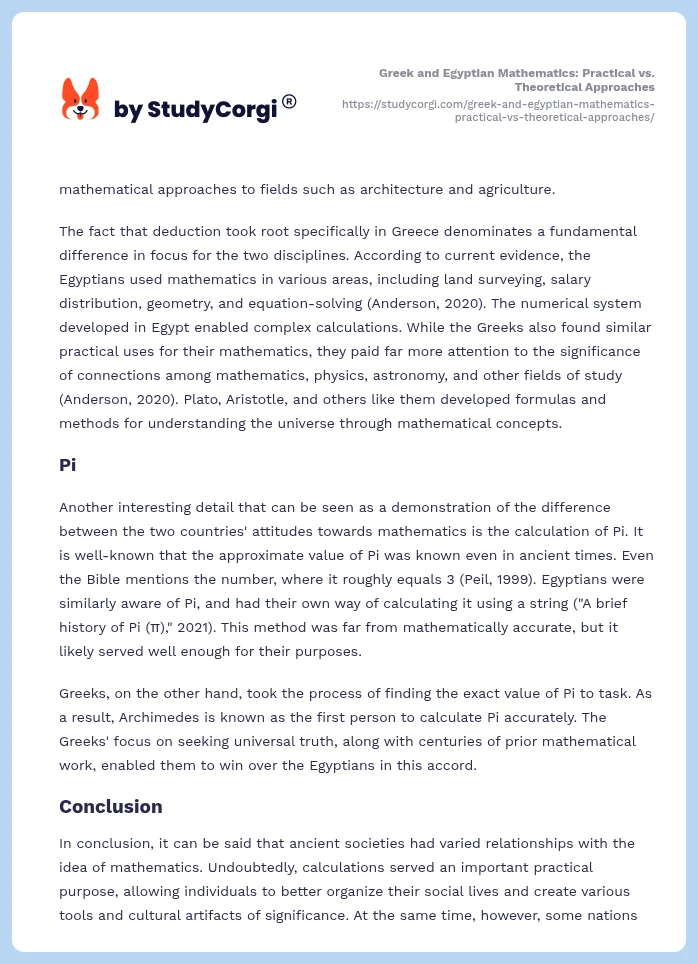Greek and Egyptian Mathematics: Practical vs. Theoretical Approaches. Page 2