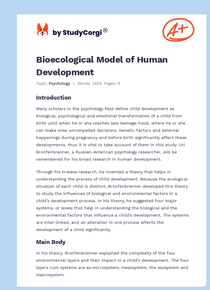 Bioecological Model of Human Development. Page 1