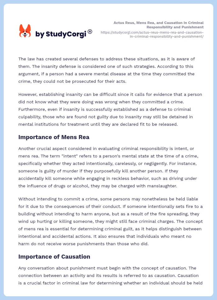 Actus Reus, Mens Rea, and Causation in Criminal Responsibility and Punishment. Page 2
