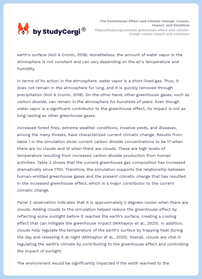 The Greenhouse Effect and Climate Change: Causes, Impact, and Solutions. Page 2