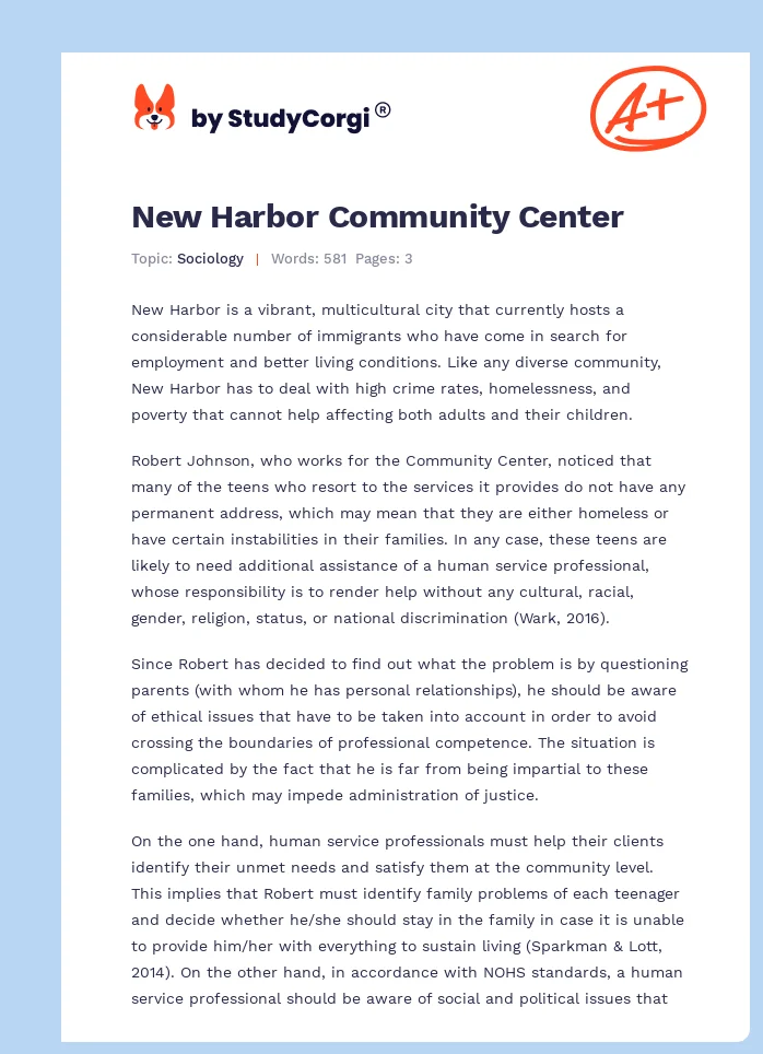 New Harbor Community Center. Page 1
