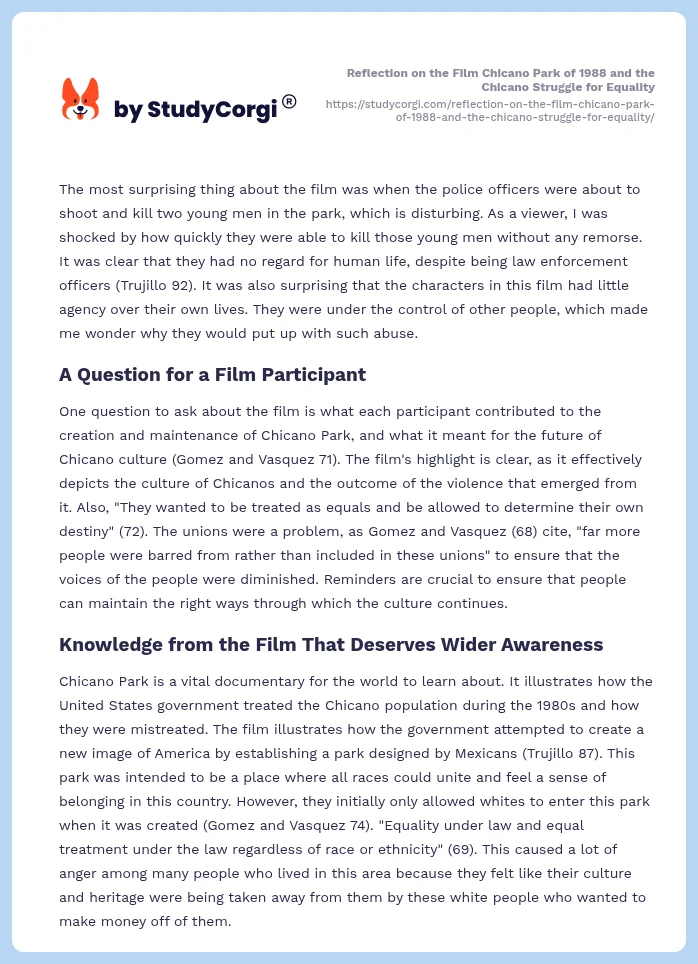 Reflection on the Film Chicano Park of 1988 and the Chicano Struggle for Equality. Page 2