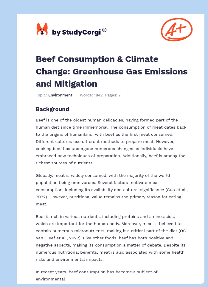 Beef Consumption & Climate Change: Greenhouse Gas Emissions and Mitigation. Page 1