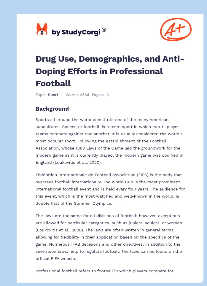 Drug Use, Demographics, and Anti-Doping Efforts in Professional Football. Page 1