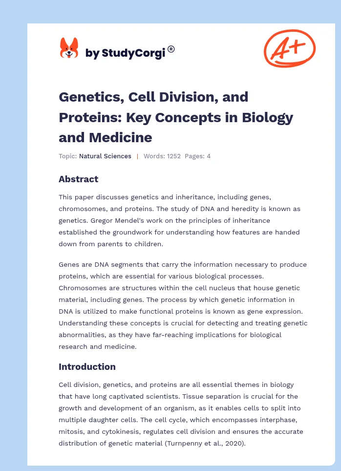 Genetics, Cell Division, and Proteins: Key Concepts in Biology and Medicine. Page 1