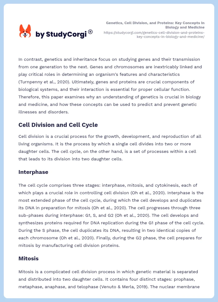 Genetics, Cell Division, and Proteins: Key Concepts in Biology and Medicine. Page 2