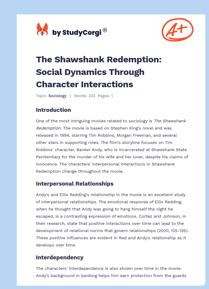 The Shawshank Redemption: Social Dynamics Through Character Interactions. Page 1