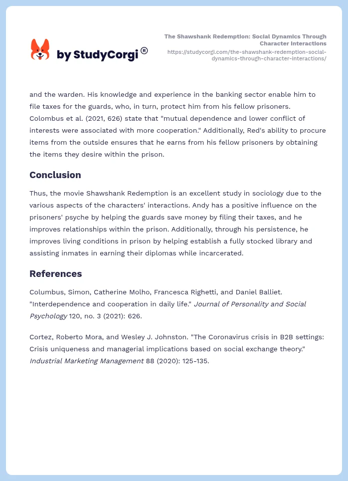 The Shawshank Redemption: Social Dynamics Through Character Interactions. Page 2