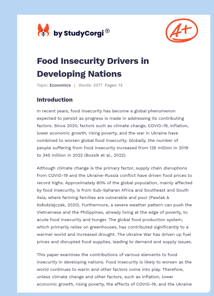 Food Insecurity Drivers in Developing Nations. Page 1
