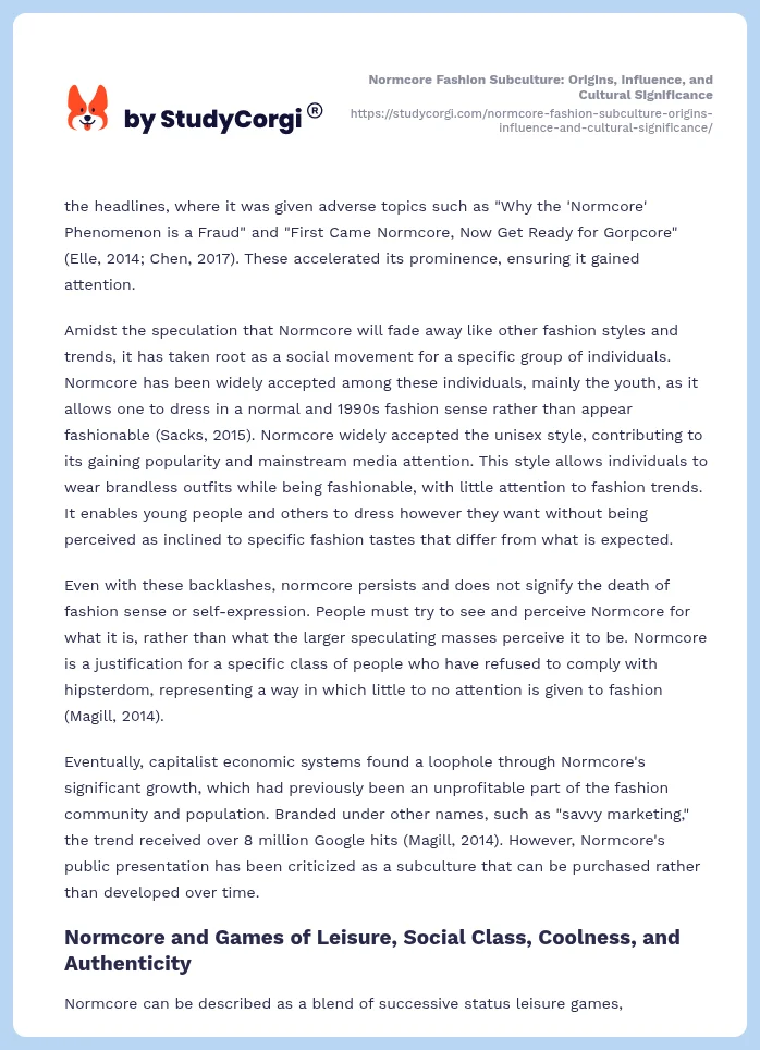 Normcore Fashion Subculture: Origins, Influence, and Cultural Significance. Page 2
