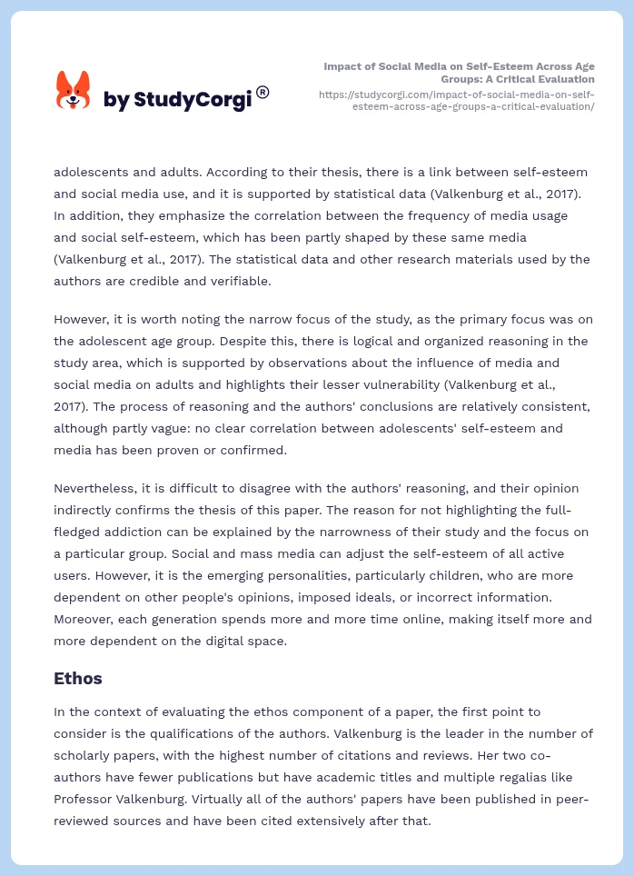 Impact of Social Media on Self-Esteem Across Age Groups: A Critical Evaluation. Page 2