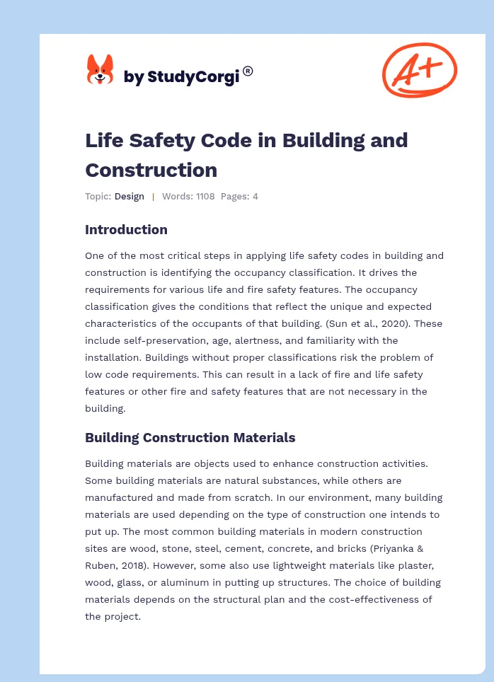 Life Safety Code in Building and Construction. Page 1