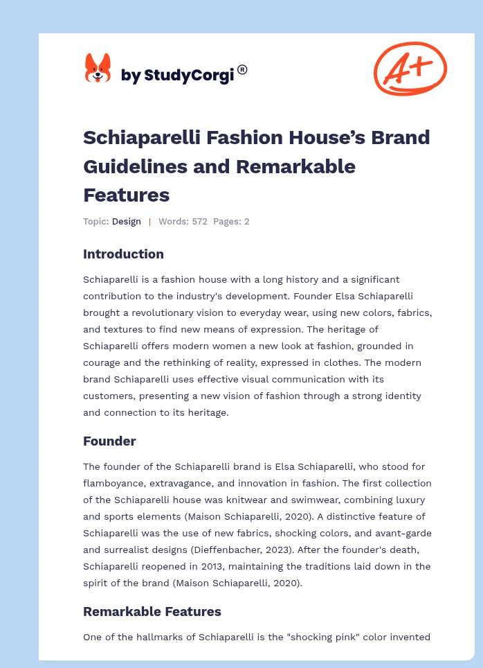 Schiaparelli Fashion House’s Brand Guidelines and Remarkable Features. Page 1