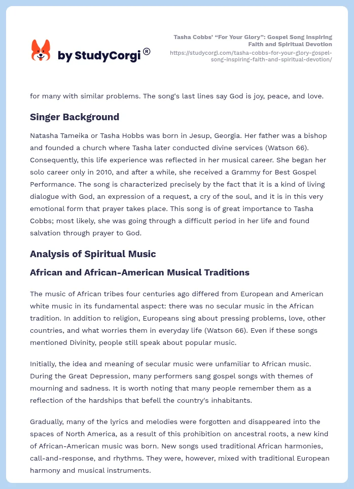 Tasha Cobbs’ “For Your Glory”: Gospel Song Inspiring Faith and Spiritual Devotion. Page 2