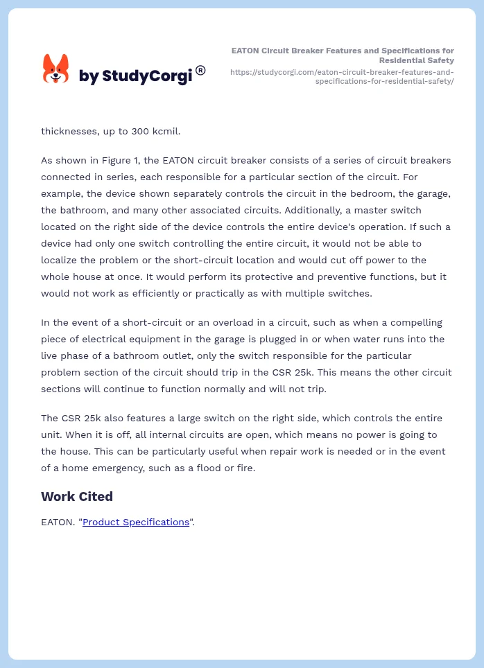 EATON Circuit Breaker Features and Specifications for Residential Safety. Page 2