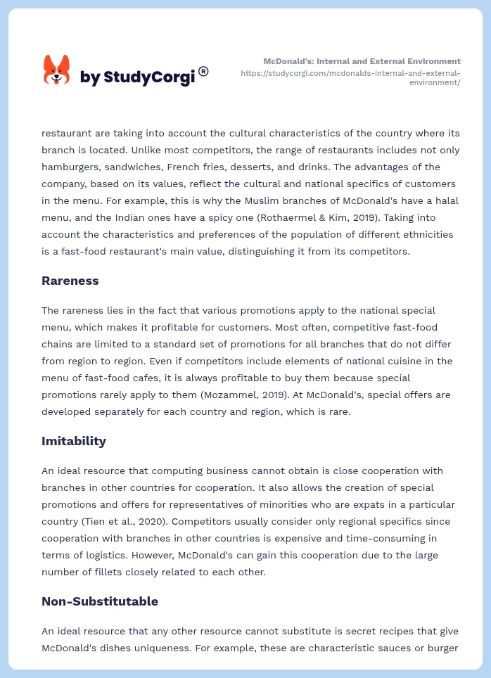 McDonald's: Internal and External Environment. Page 2