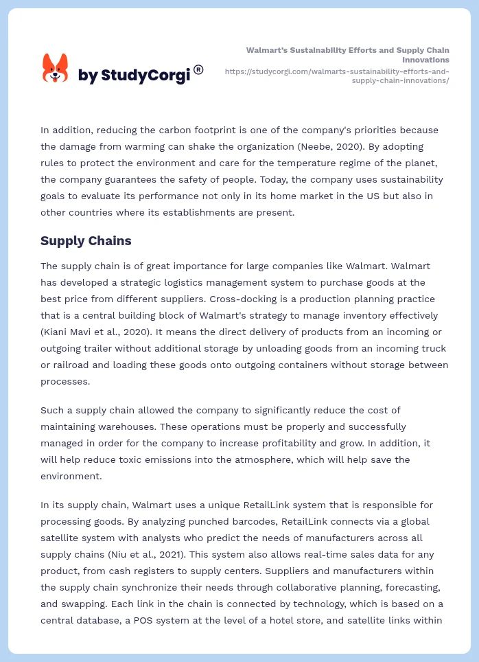 Walmart’s Sustainability Efforts and Supply Chain Innovations. Page 2