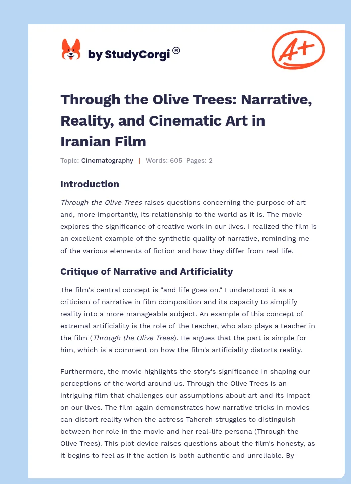 Through the Olive Trees: Narrative, Reality, and Cinematic Art in Iranian Film. Page 1