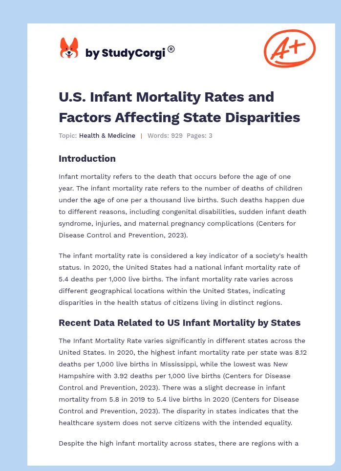 U.S. Infant Mortality Rates and Factors Affecting State Disparities. Page 1