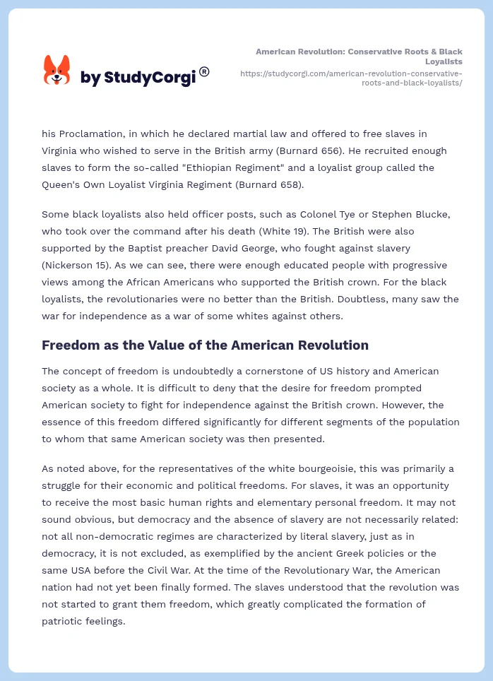 American Revolution: Conservative Roots & Black Loyalists. Page 2