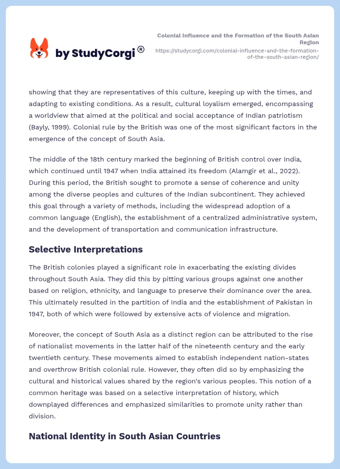 Colonial Influence and the Formation of the South Asian Region. Page 2
