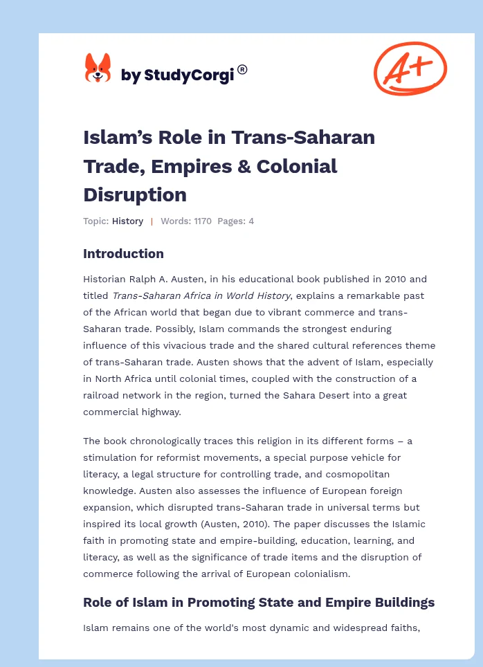 Islam’s Role in Trans‑Saharan Trade, Empires & Colonial Disruption. Page 1