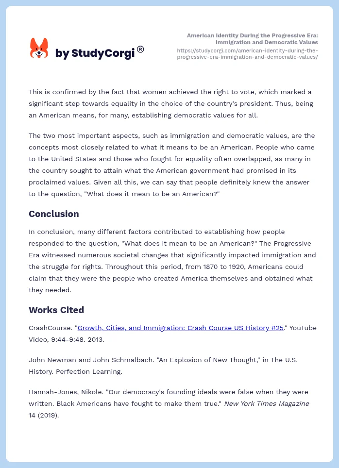 American Identity During the Progressive Era: Immigration and Democratic Values. Page 2