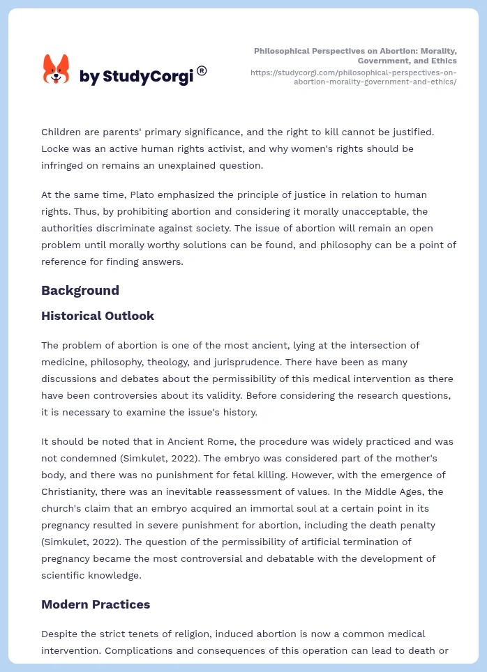 Philosophical Perspectives on Abortion: Morality, Government, and Ethics. Page 2