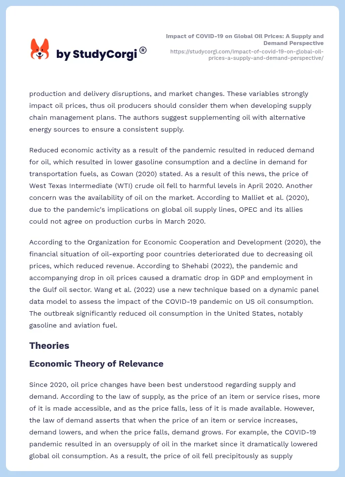Impact of COVID-19 on Global Oil Prices: A Supply and Demand Perspective. Page 2