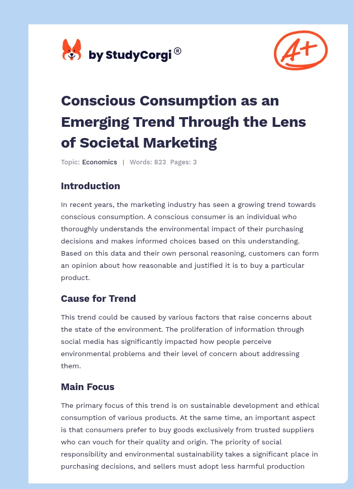Conscious Consumption as an Emerging Trend Through the Lens of Societal Marketing. Page 1