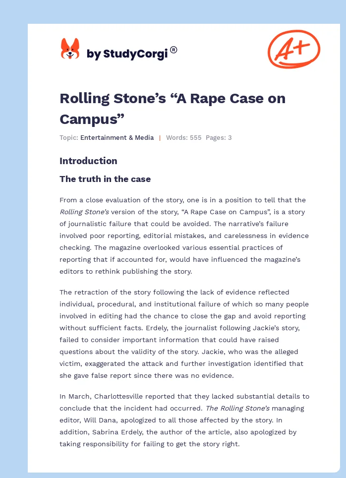 Rolling Stone’s “A Rape Case on Campus”. Page 1