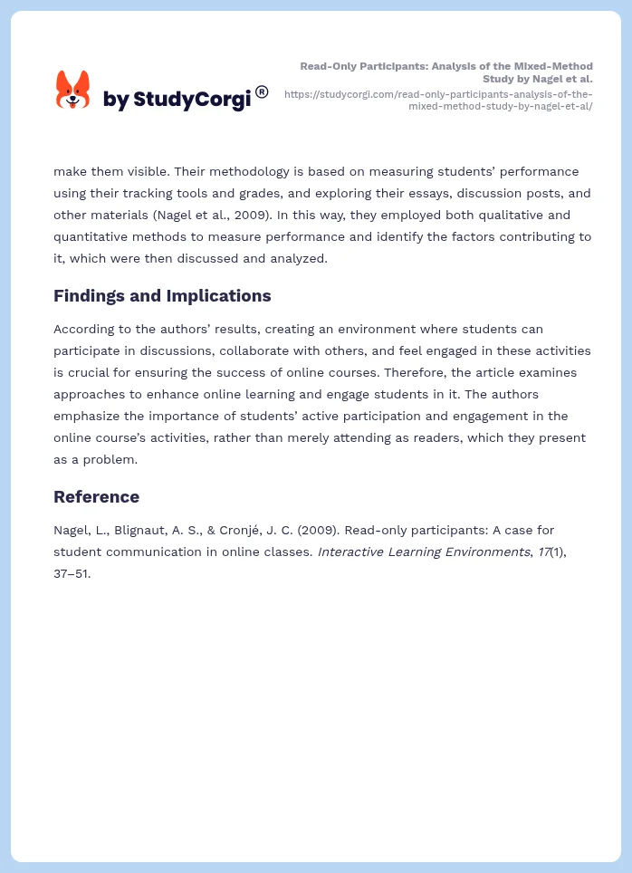 Read-Only Participants: Analysis of the Mixed-Method Study by Nagel et al.. Page 2