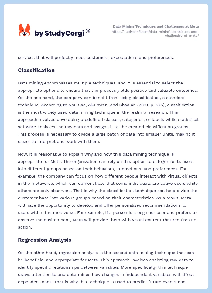 Data Mining Techniques and Challenges at Meta. Page 2