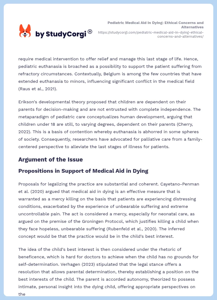 Pediatric Medical Aid in Dying: Ethical Concerns and Alternatives. Page 2